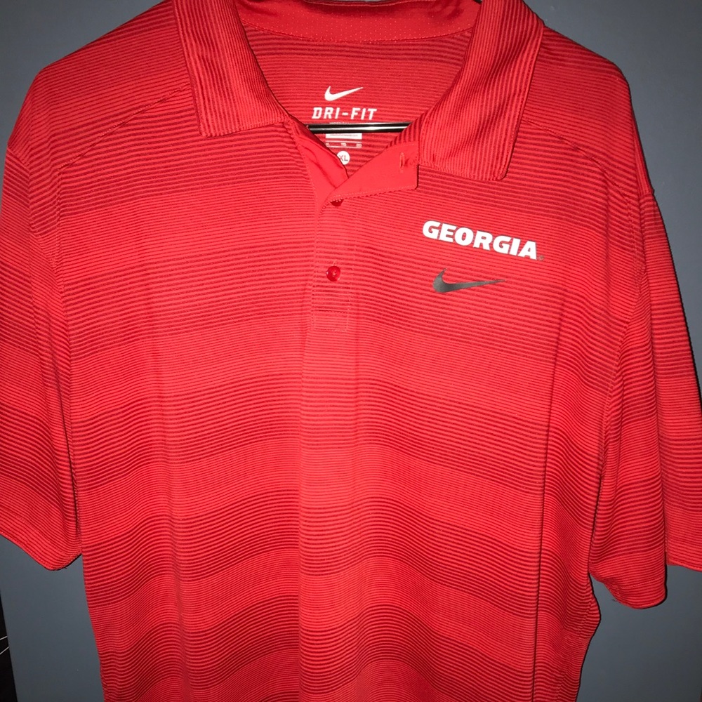 Red Nike University of Georgia Dri-Fit Polo
